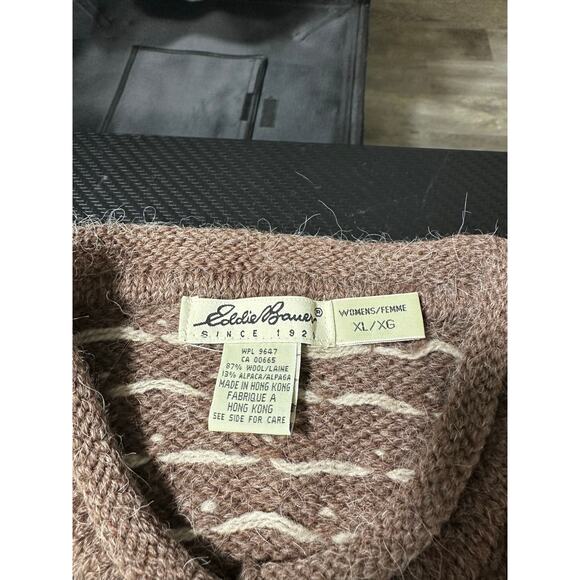 Vintage Eddie Bauer Wool Alpaca Nordic Fair Isle Knit Cardigan Sweater Size XL - Picture 4 of 10